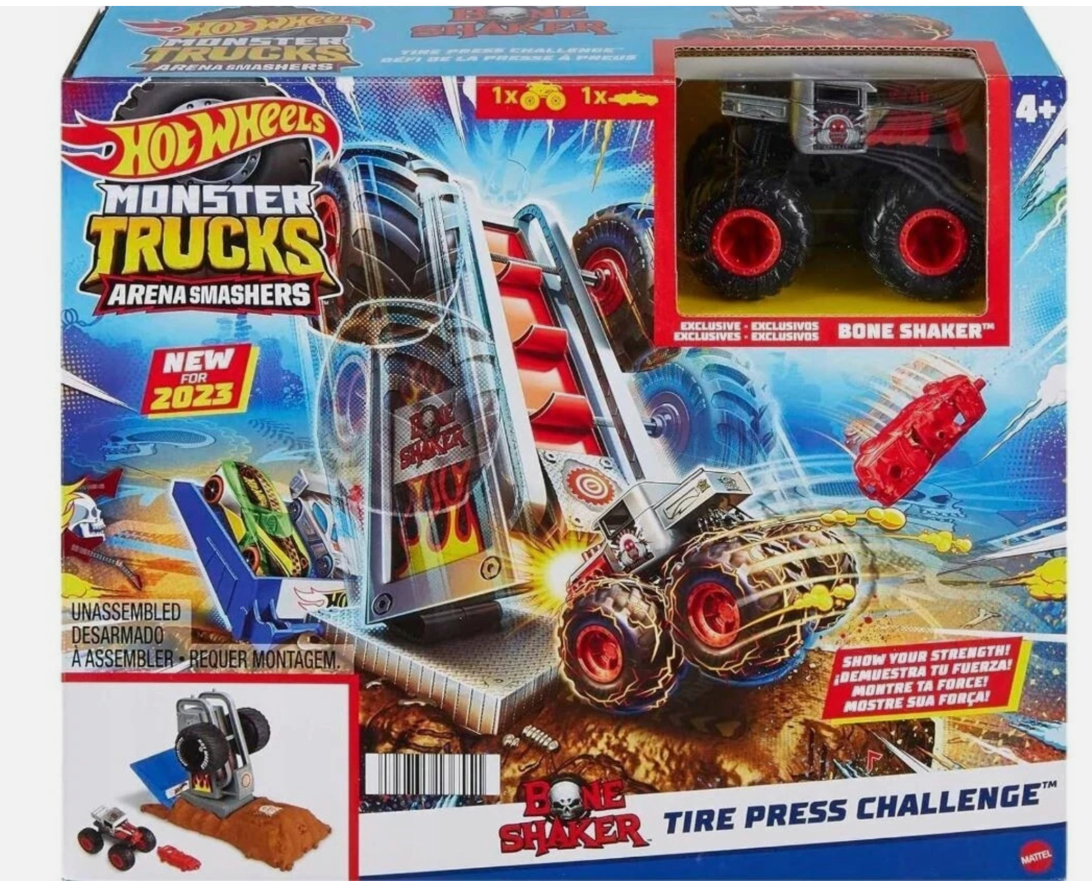 Hot Wheels Monster Trucks Bone Shaker Tire Press Challenge Pack