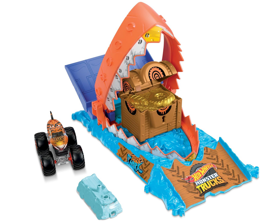 Hot Wheels Monster Trucks Treasure Chomp Challenge Tiger Shark