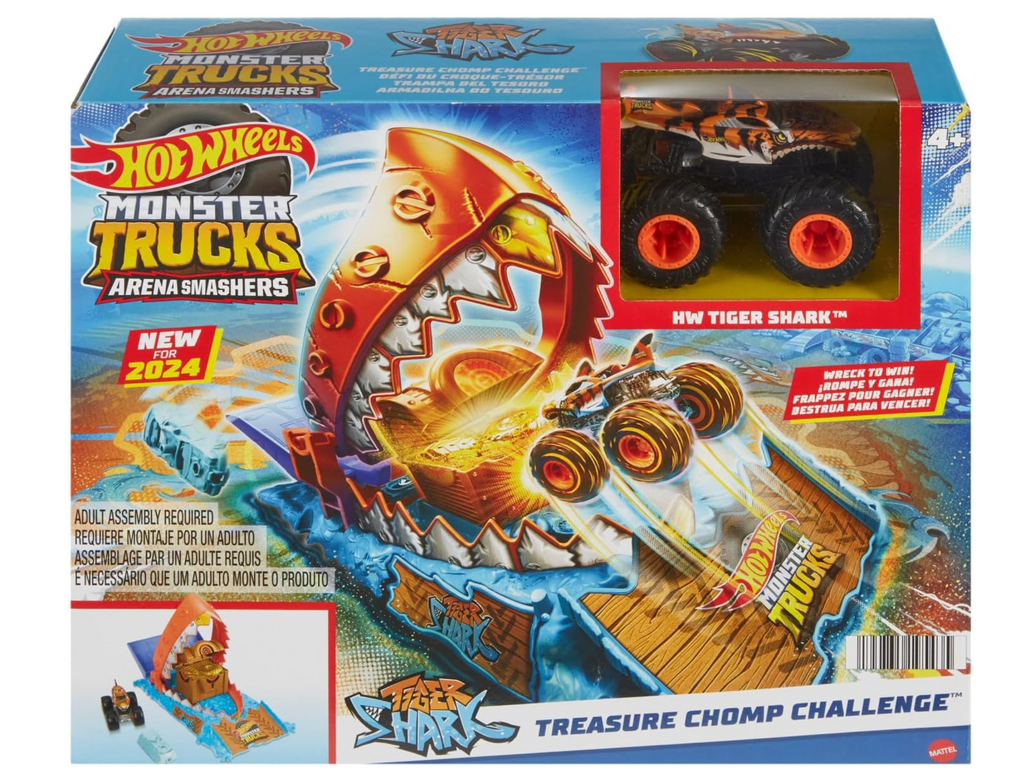 Hot Wheels Monster Trucks Treasure Chomp Challenge Tiger Shark